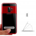 Wholesale Galaxy S9 Clear Armor Bumper Kickstand Case (Red)